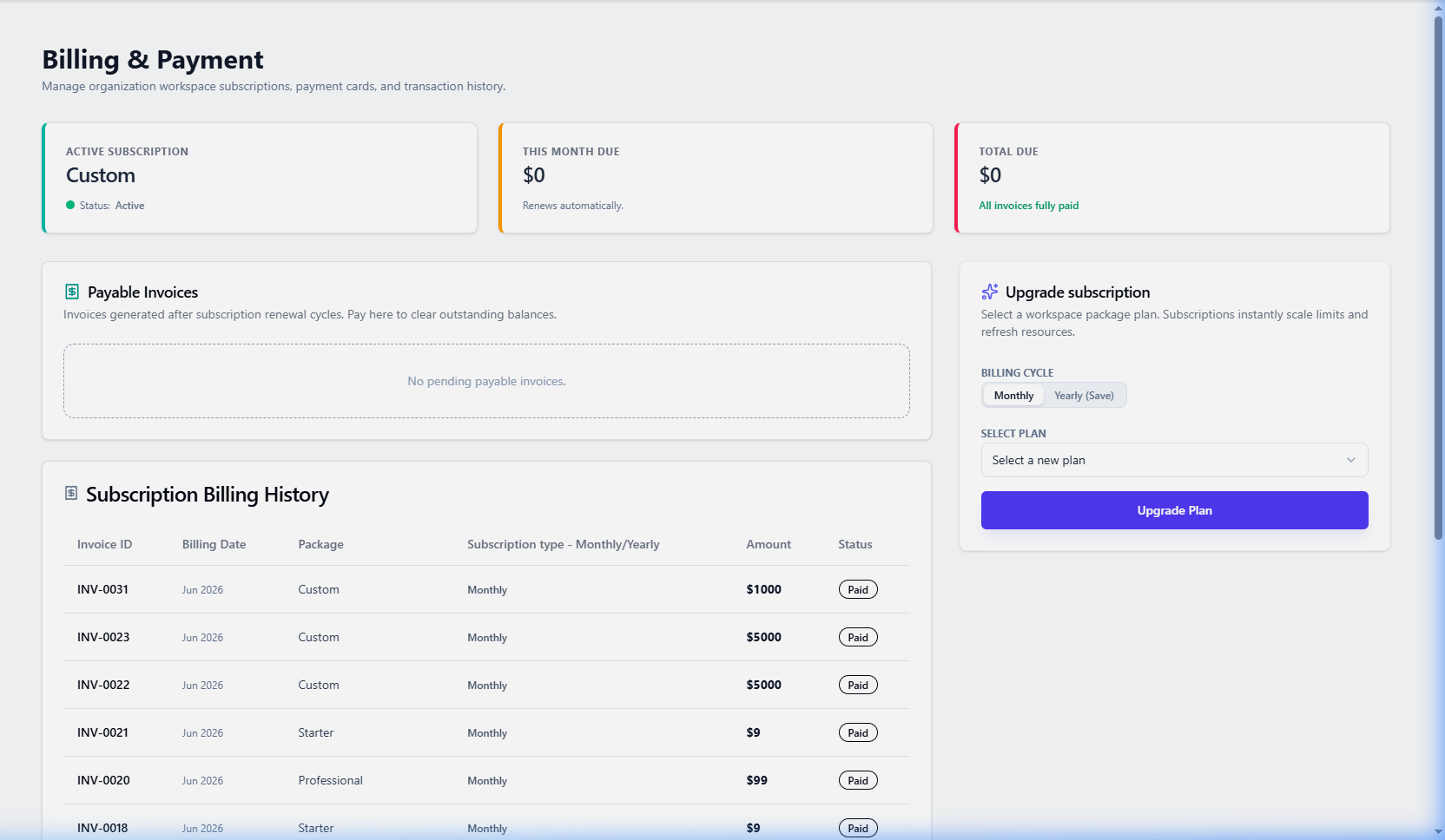 Billing UI