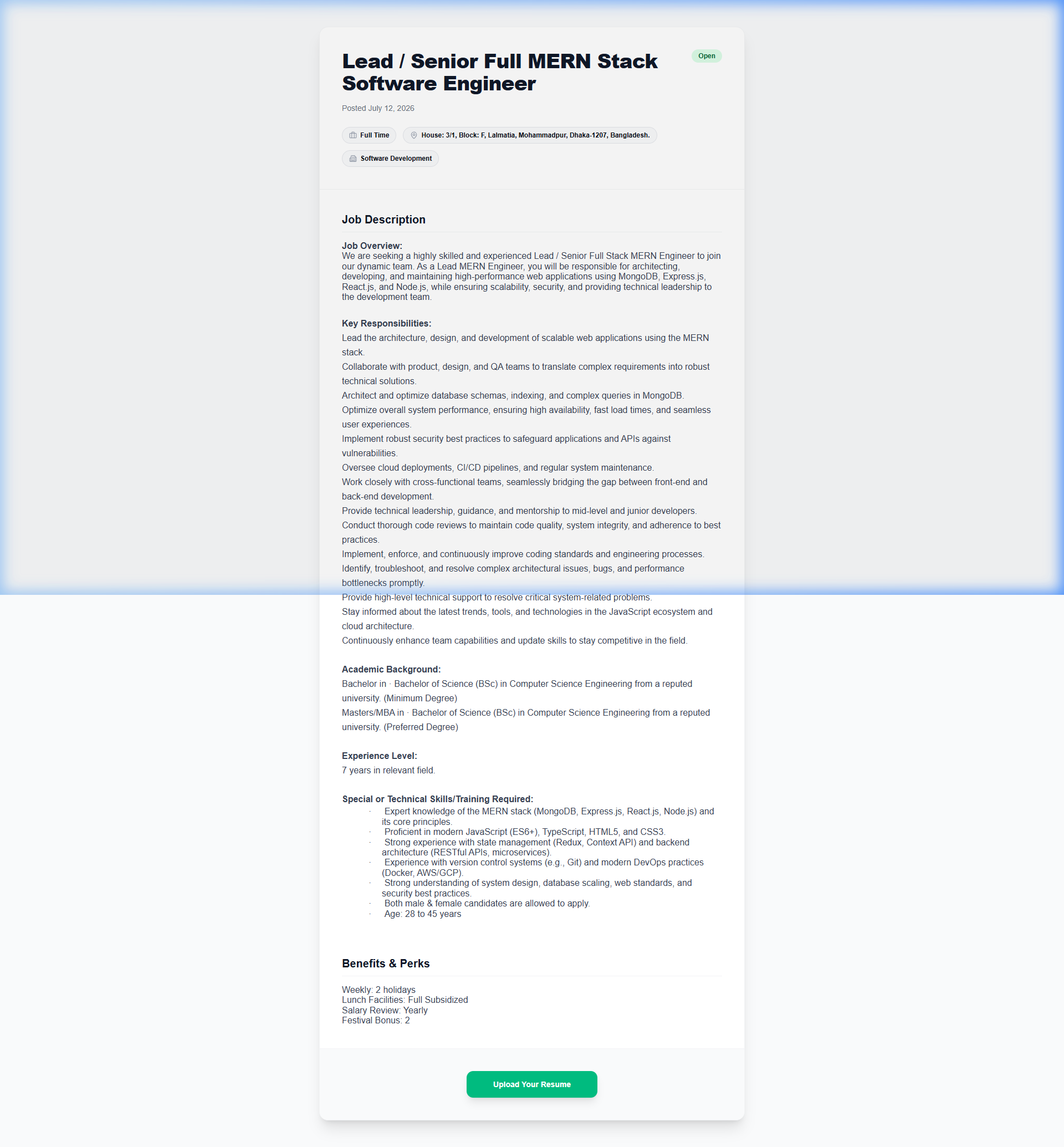 Public Job Posting UI
