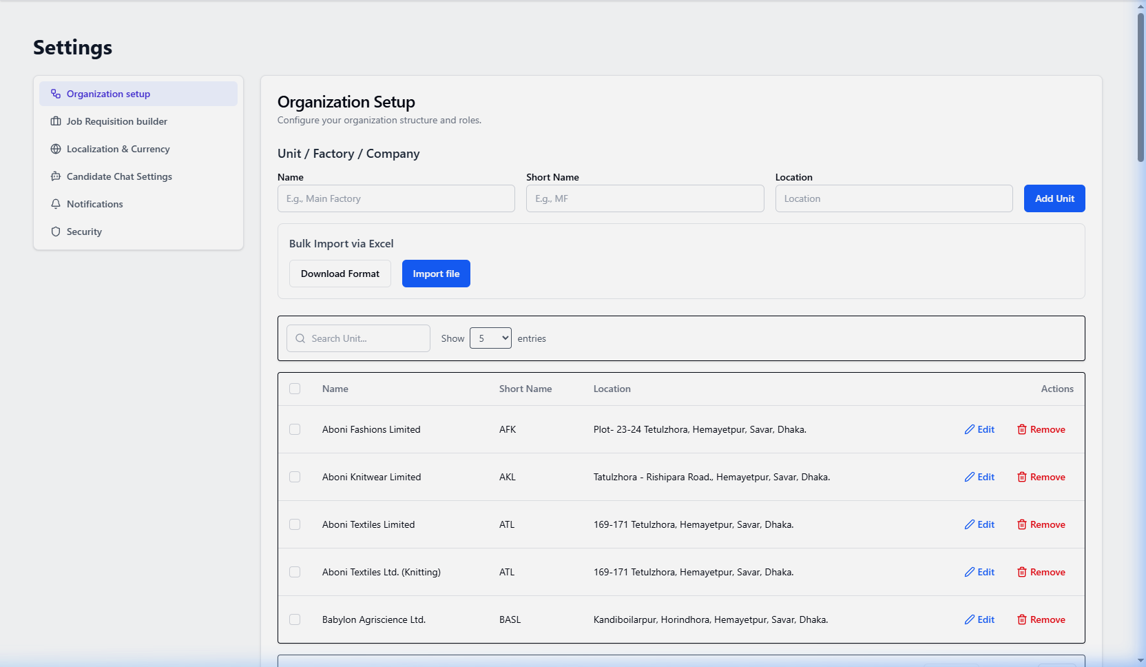 Organization Setup UI